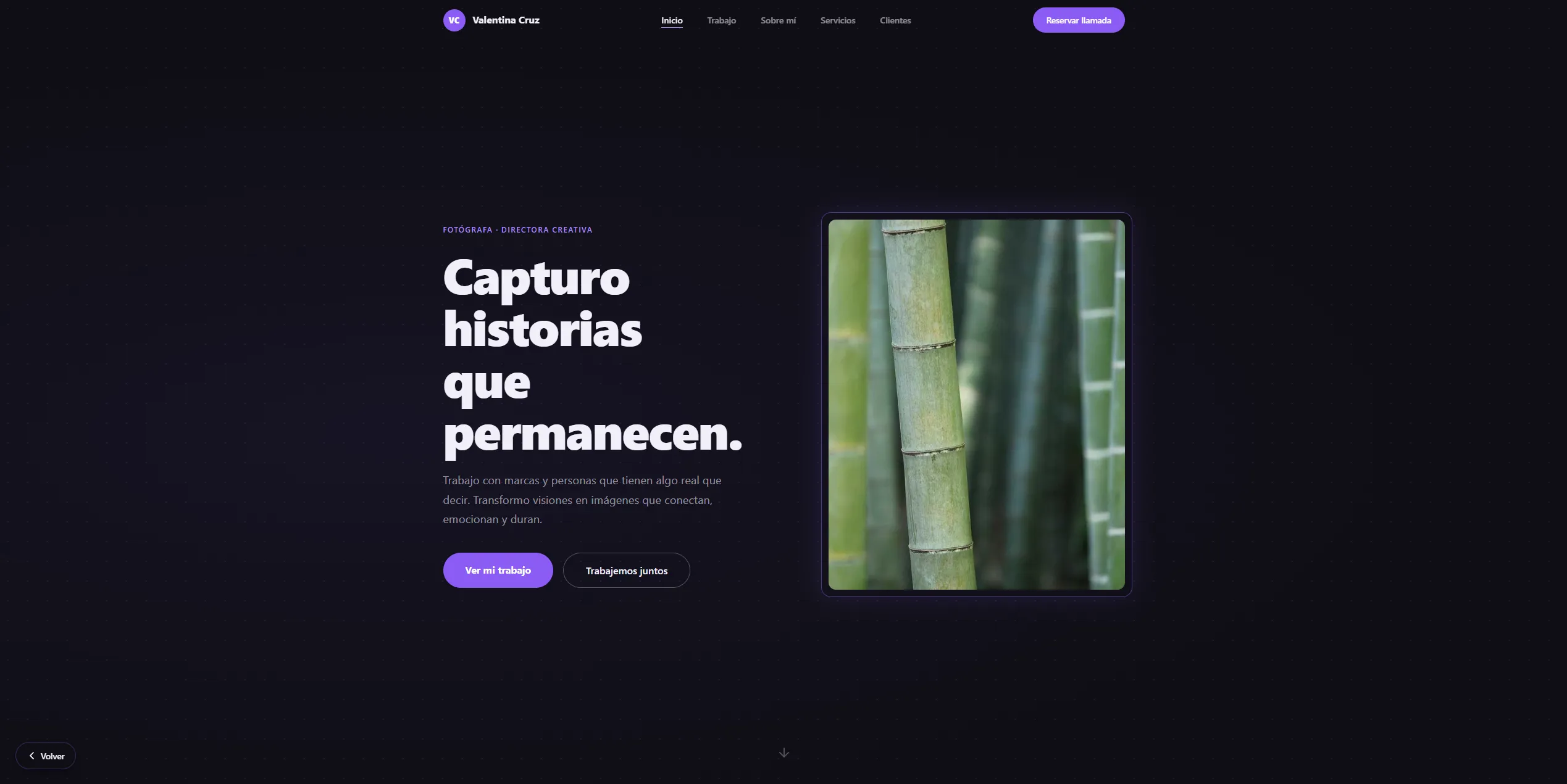 Preview del template Cima para portfolios creativos