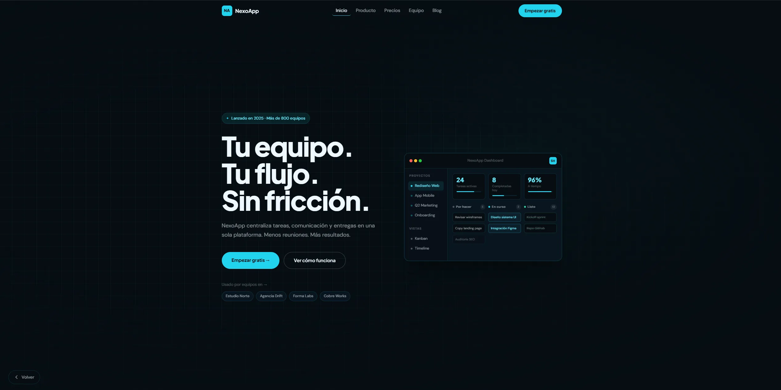 Preview del template Pulso para SaaS y startups